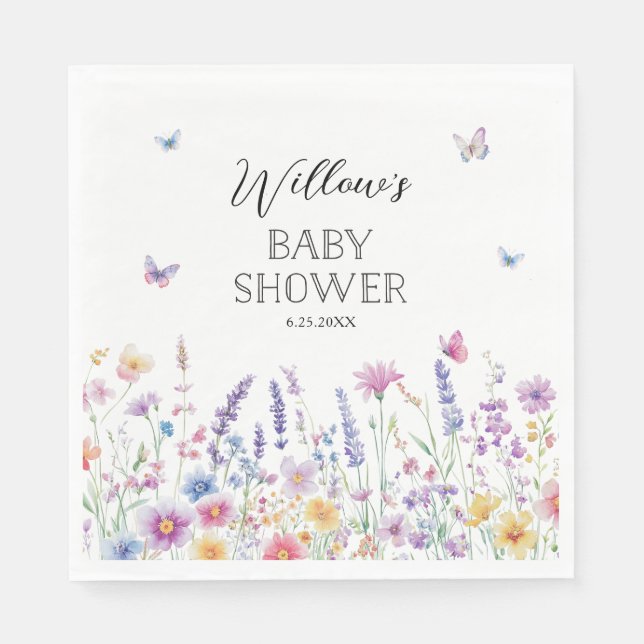 Guardanapo De Papel Butterfly Garden Baby Shower Napkins (Frente)