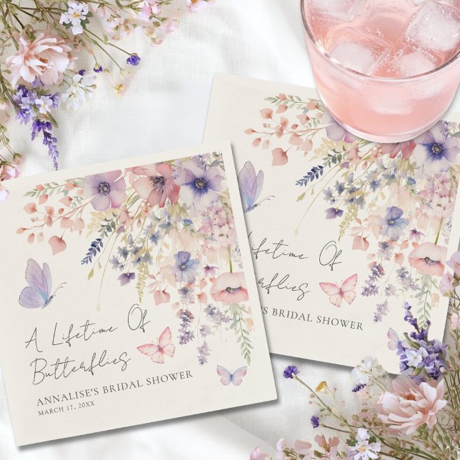 Guardanapo De Papel Butterfly Wildflower Bridal Shower (Butterfly Wildflower Bridal Shower Napkins)