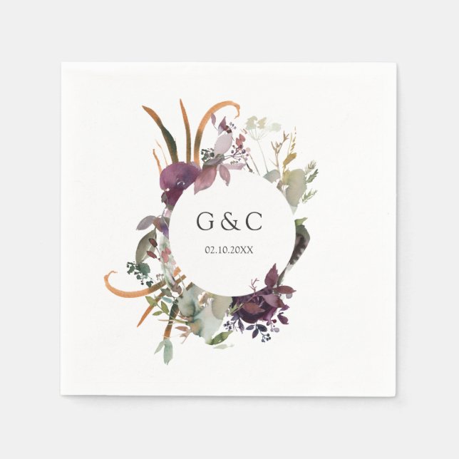 Guardanapo De Papel Butterum & Plum Personalizado Casamento Napkin 1 (Frente)