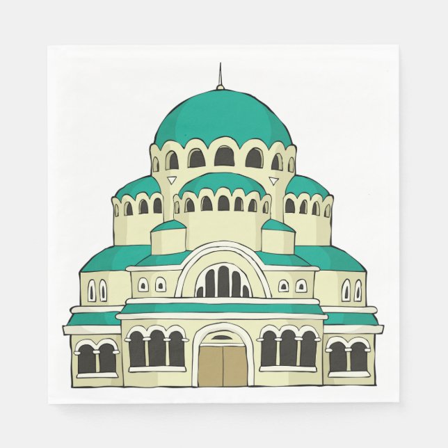 Guardanapo De Papel Byzantine Architecture Teal Dome Cathedral (Frente)