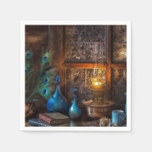 Cabana à luz da lâmpada cena rústica azul marrom