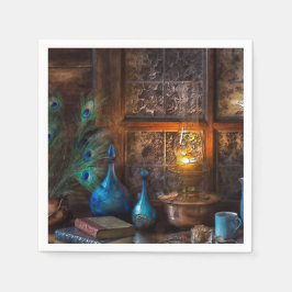 Guardanapo De Papel Cabana à luz da lâmpada cena rústica azul marrom
