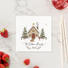 Guardanapo De Papel Cabana de Natal Aconchegante Personalizada