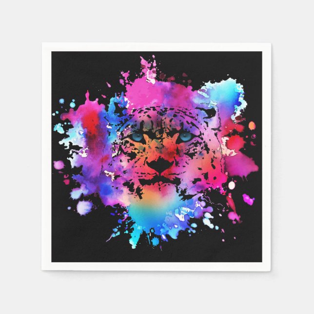 Guardanapo De Papel Cabeça de Tigre de Aquarela (Frente)