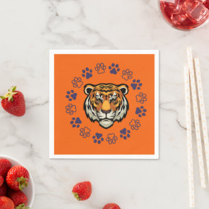 Guardanapo De Papel Cabeça de Tigre Napkin Laranja e Azul