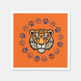 Guardanapo De Papel Cabeça de Tigre Napkin Laranja e Azul