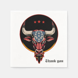 Guardanapo De Papel Cabeça de touro Patriótica, um touro Americano.