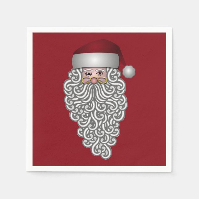 Guardanapo De Papel Cabeça papai noel com Barba Vermelha Curva (Frente)