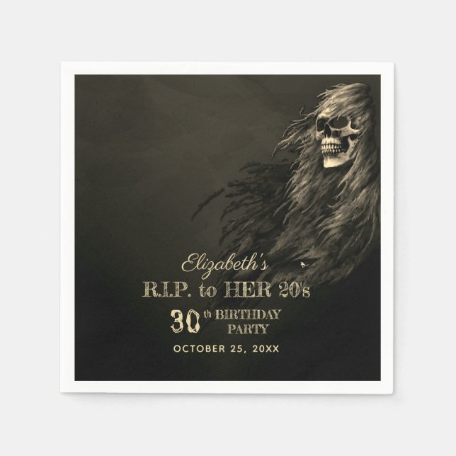 Guardanapo De Papel Cabelo assustador RIP para sua Festa de aniversári (Frente)