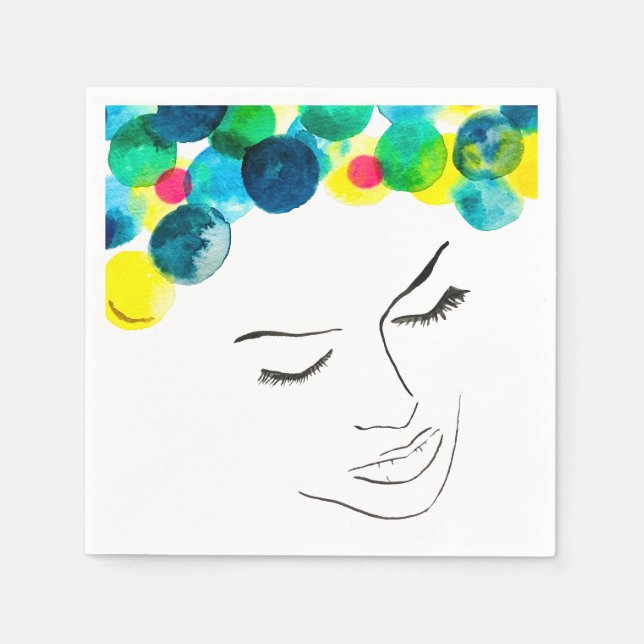 Guardanapo De Papel Cabelos de bolhas psicodélicas (Frente)