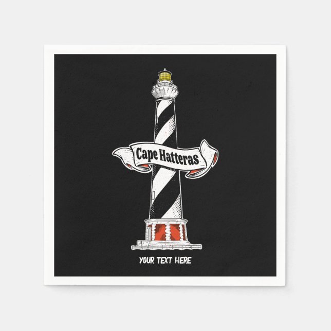 Guardanapo De Papel Cabo Hatteras Farol preto e branco (Frente)