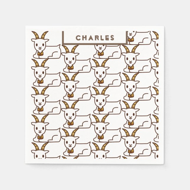 Guardanapo De Papel Cabra Branca Personalizada (Frente)