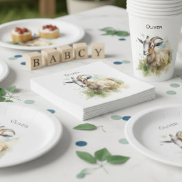 Guardanapo De Papel Cabra da Casa de Campo em Aquarela, personalizada