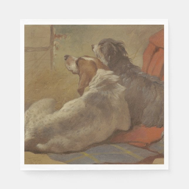 Guardanapo De Papel Caça e Collie (Dois Cães) (Frente)