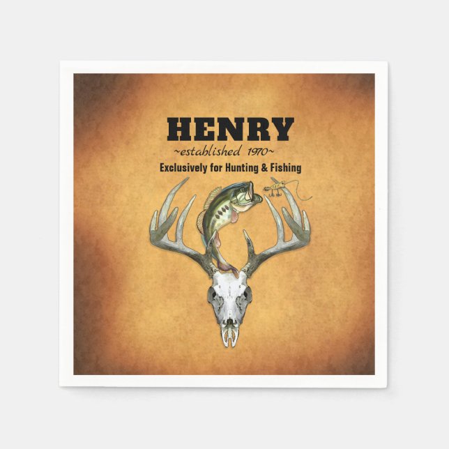 Guardanapo De Papel Caça e Pesca Estimados Aniversário (Frente)