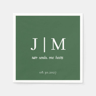 Guardanapo De Papel Caça Verde Casamento Mensagem Personalizável Data