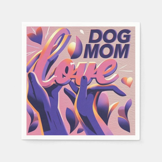 Guardanapo De Papel Cachorro Amado Mãe Rosa Roxo (Frente)