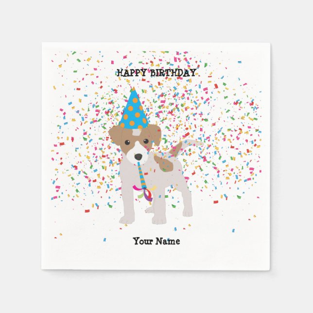 Guardanapo De Papel Cachorro - Animais na Festa de aniversário (Frente)