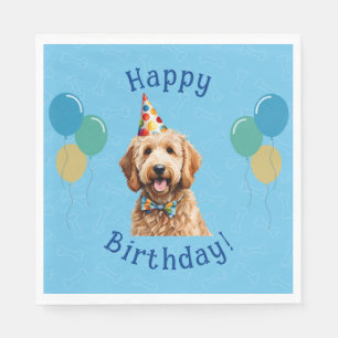 Guardanapo De Papel Cachorro Azul Puppy Pássaros Pássaros
