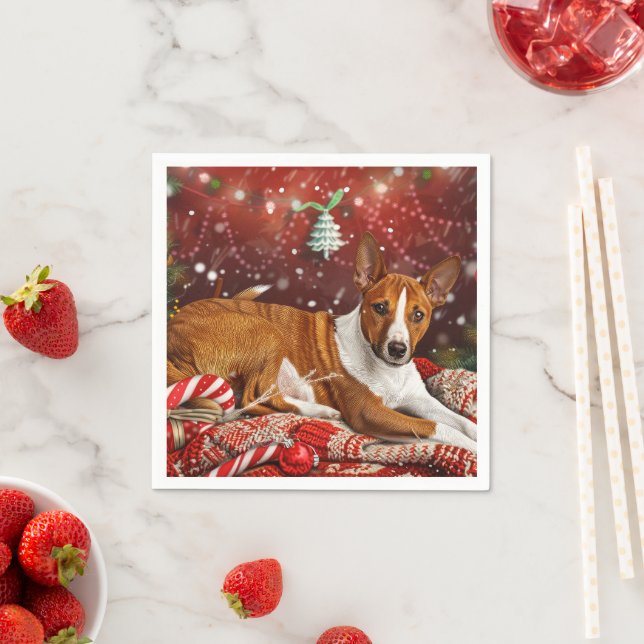 Guardanapo De Papel Cachorro Basenji Natal Festivo (Insitu)