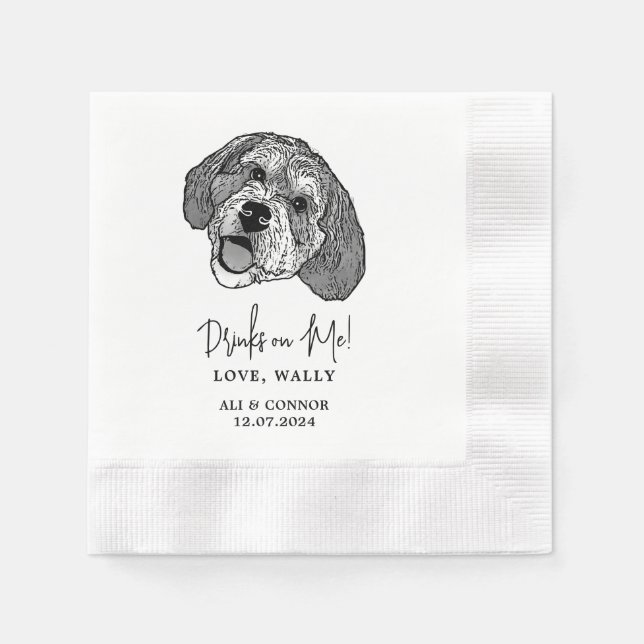 Guardanapo De Papel Cachorro Bernedoodle Bebidas Personalizadas em Mim (Frente)