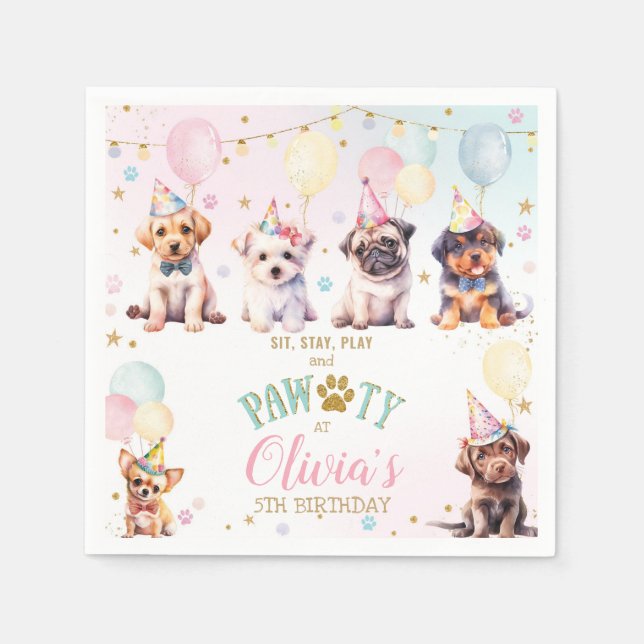 Guardanapo De Papel Cachorro Bonito Adorável Cachorro Balões Festa de  (Frente)