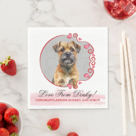 Guardanapo De Papel Cachorro Border Terrier Foto com Coração Vermelho