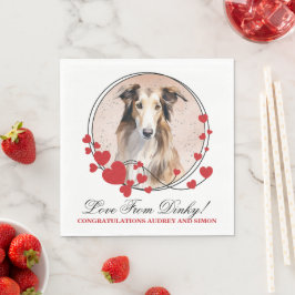 Guardanapo De Papel Cachorro Borzoi Quadro de Coração Vermelho de Cach