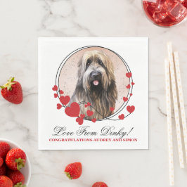 Guardanapo De Papel Cachorro Briard Elegante com Coração Vermelho e Co