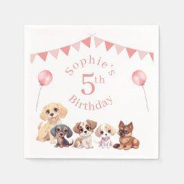 Guardanapo De Papel Cachorro Cachorro Rosa Bonito Aniversário