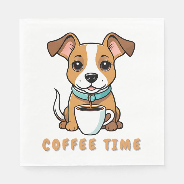 Guardanapo De Papel cachorro com café (Frente)