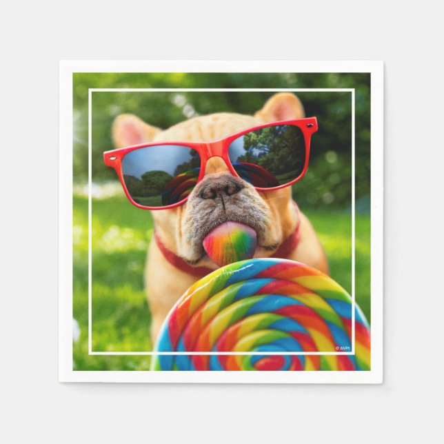 Guardanapo De Papel Cachorro Com Lollipop Grande (Frente)