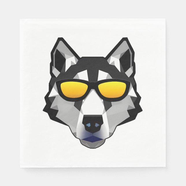 Guardanapo De Papel Cachorro com óculos de sol - Husky siberiano (Frente)