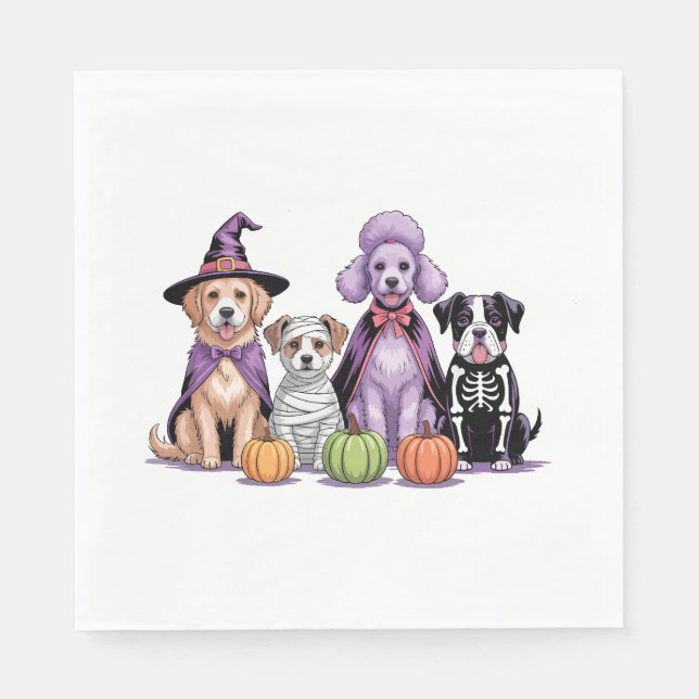 Guardanapo De Papel Cachorro da Equipe do Halloween (Frente)