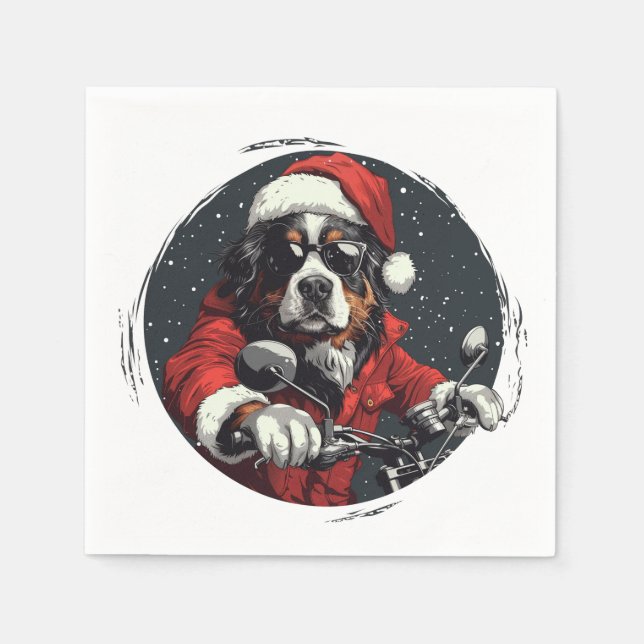 Guardanapo De Papel Cachorro da Montanha Bernese de Natal (Frente)