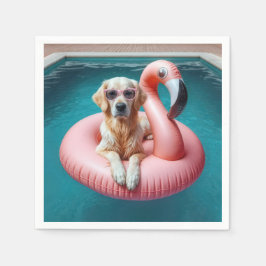Guardanapo De Papel Cachorro de Água em Piscina de Flamingo brinquedo