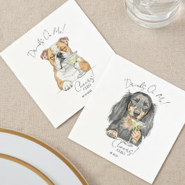 Guardanapo De Papel Cachorro de Casamento em Aquarela Bebe em Mim