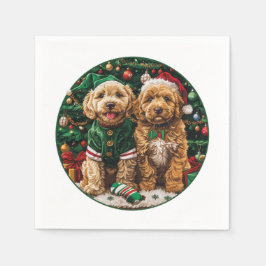 Guardanapo De Papel Cachorro de Goldendoodle de Natal