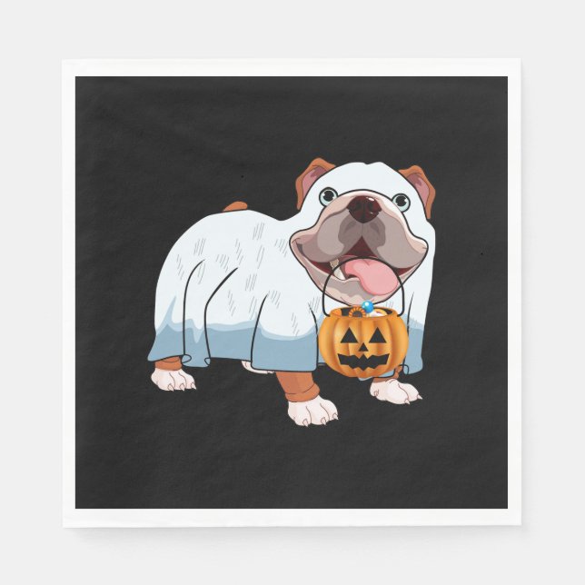 Guardanapo De Papel Cachorro de Halloween do Bulldog Fantasma (Frente)