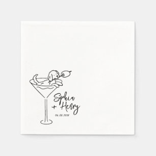 Guardanapo De Papel Cachorro Desenhado Mão e Casamento Whimsical Marti