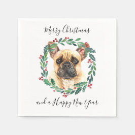 Guardanapo De Papel Cachorro Elegante Francês Feliz Natal