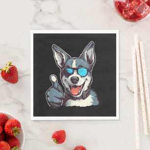Guardanapo De Papel Cachorro engraçado de óculos de sol fazendo sinal