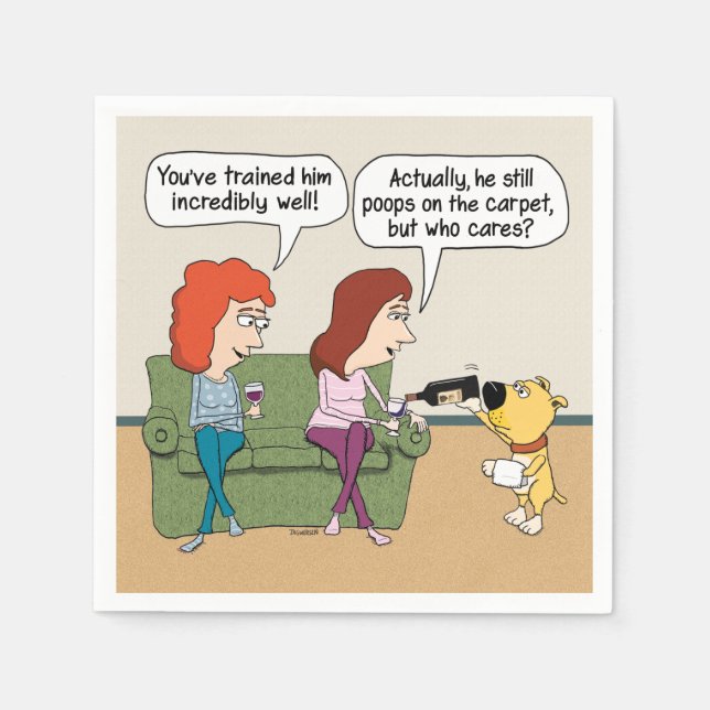 Guardanapo De Papel Cachorro Engraçado Vazando Quando Não Poopando (Frente)