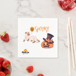 Guardanapo De Papel Cachorro Fantasma e Abóbora Design -
