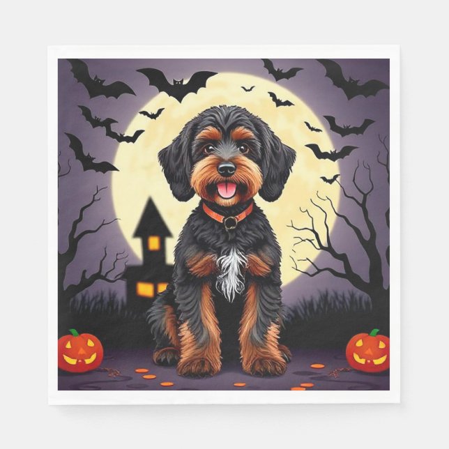 Guardanapo De Papel Cachorro Feliz no Tema de Halloween (Frente)