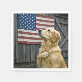 Guardanapo De Papel Cachorro Golden Retriever Orgulhoso Com Bandeira A