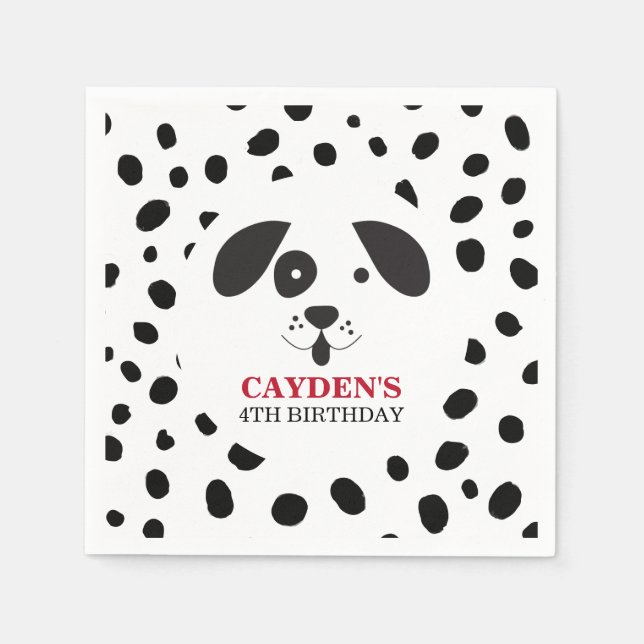 Guardanapo De Papel Cachorro Mancha Preta Dalmata Aniversário (Frente)