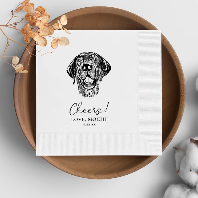 Guardanapo De Papel Cachorro Negro e Branco Casamento Personalizado Na (Criador carregado)