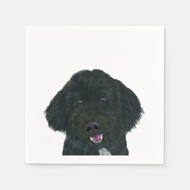 Guardanapo De Papel Cachorro Negro Napkins (Frente)