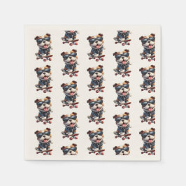 Guardanapo De Papel Cachorro num skate